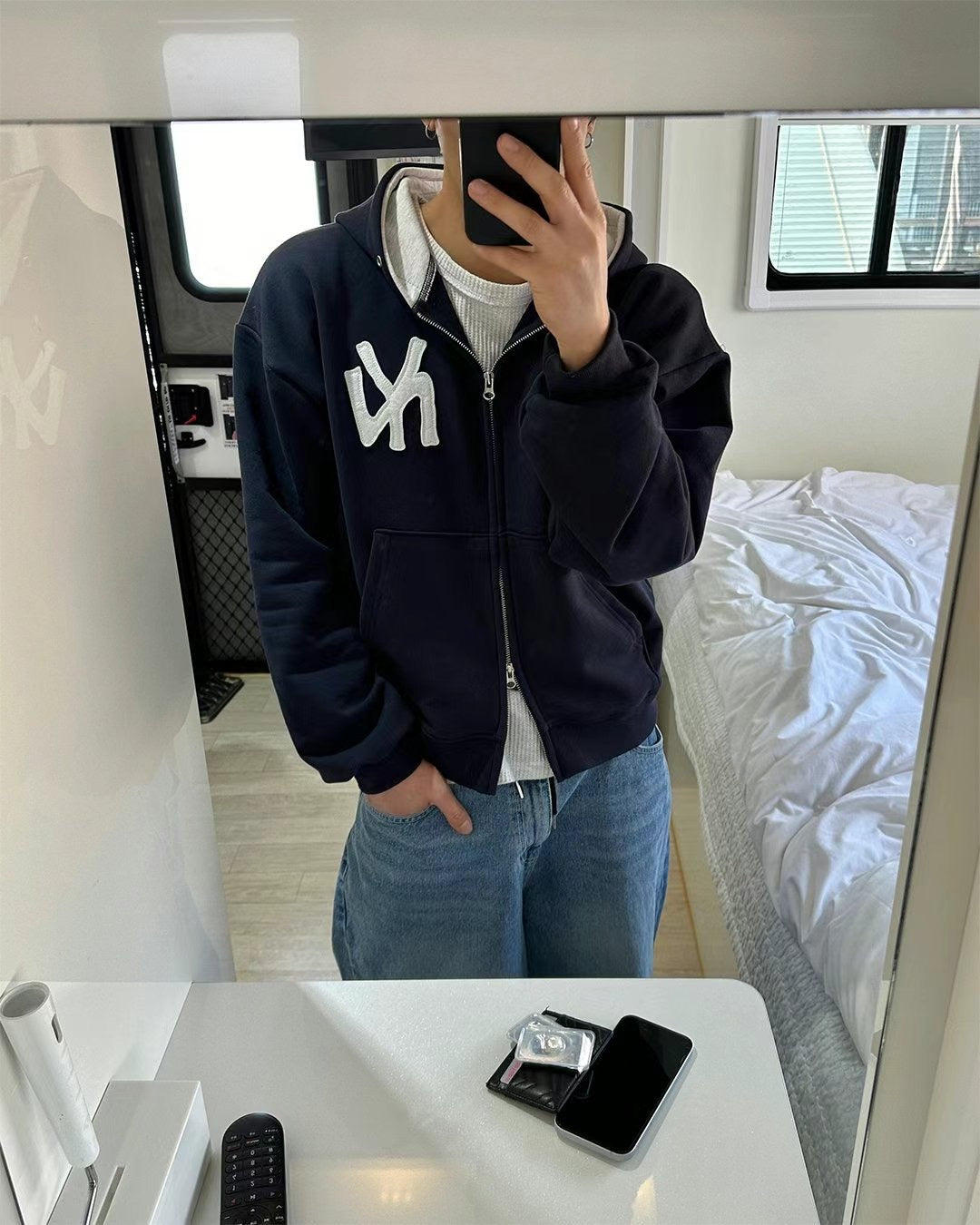 Color-block Hoodie Cardigan Jacket