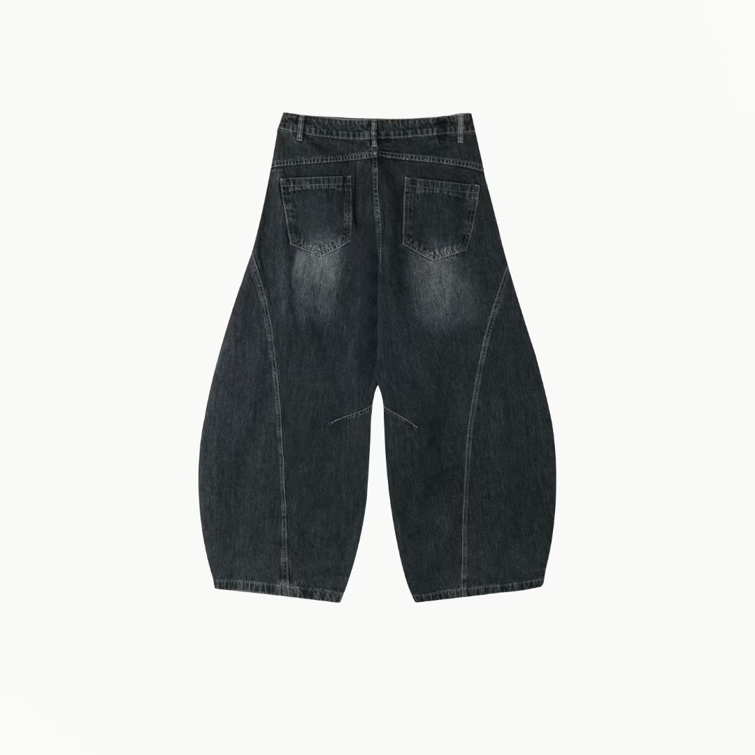 Distressed Denim Balloon Pants