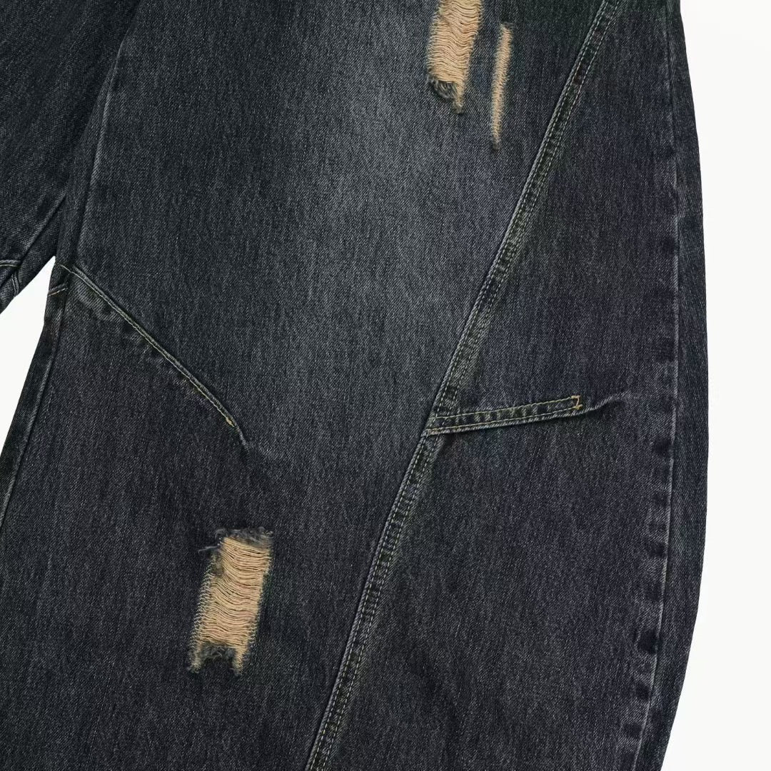 Distressed Denim Balloon Pants