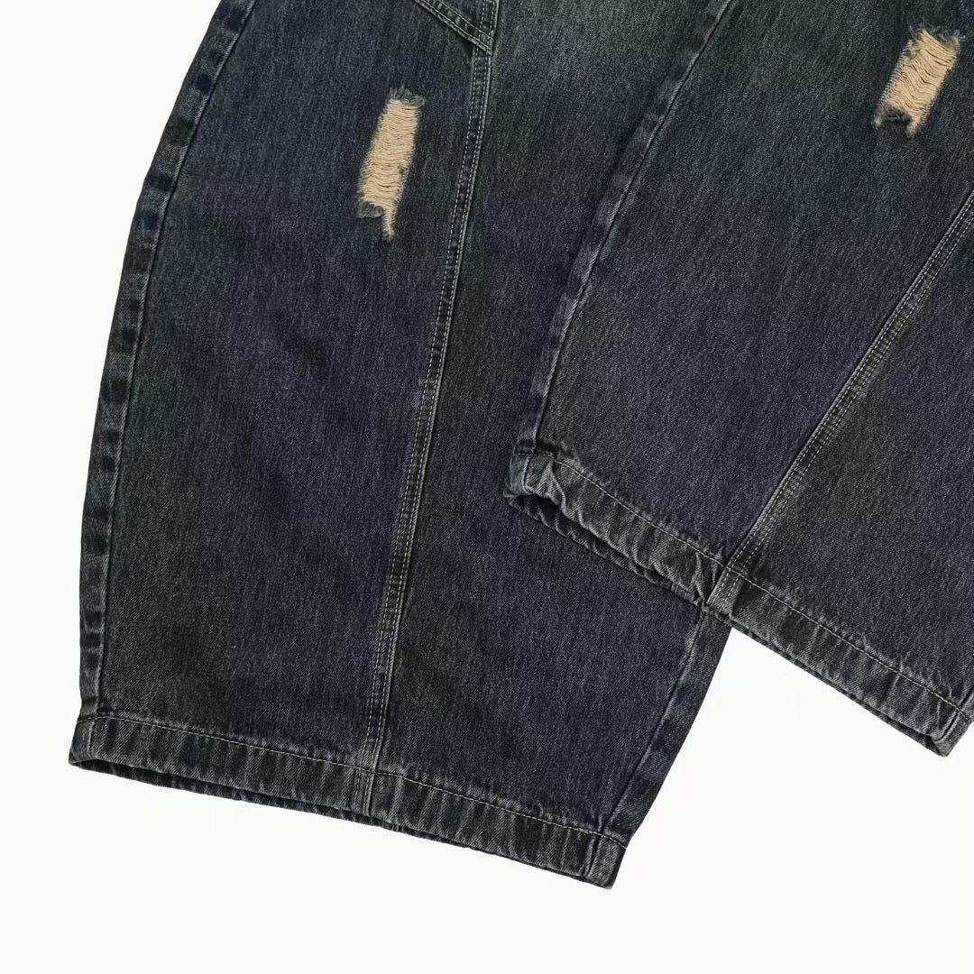 Distressed Denim Balloon Pants