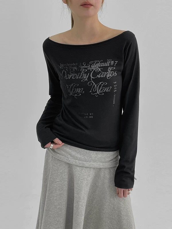 Printed Cold-Shoulder Basic Tee