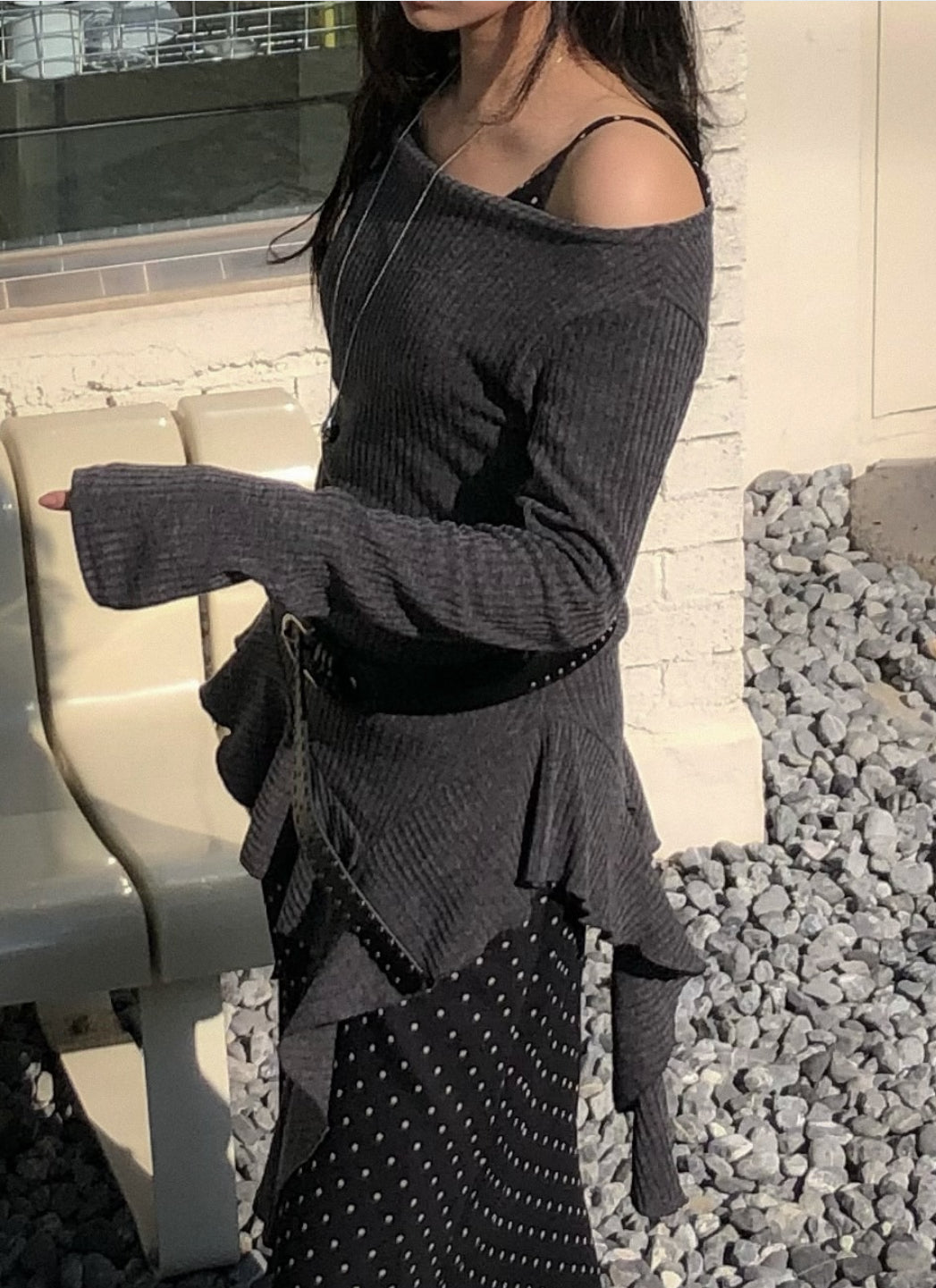 Asymmetrical Knit Layered Top