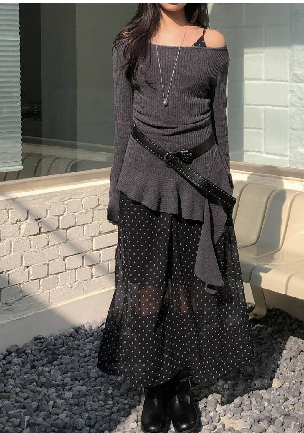 Asymmetrical Knit Layered Top