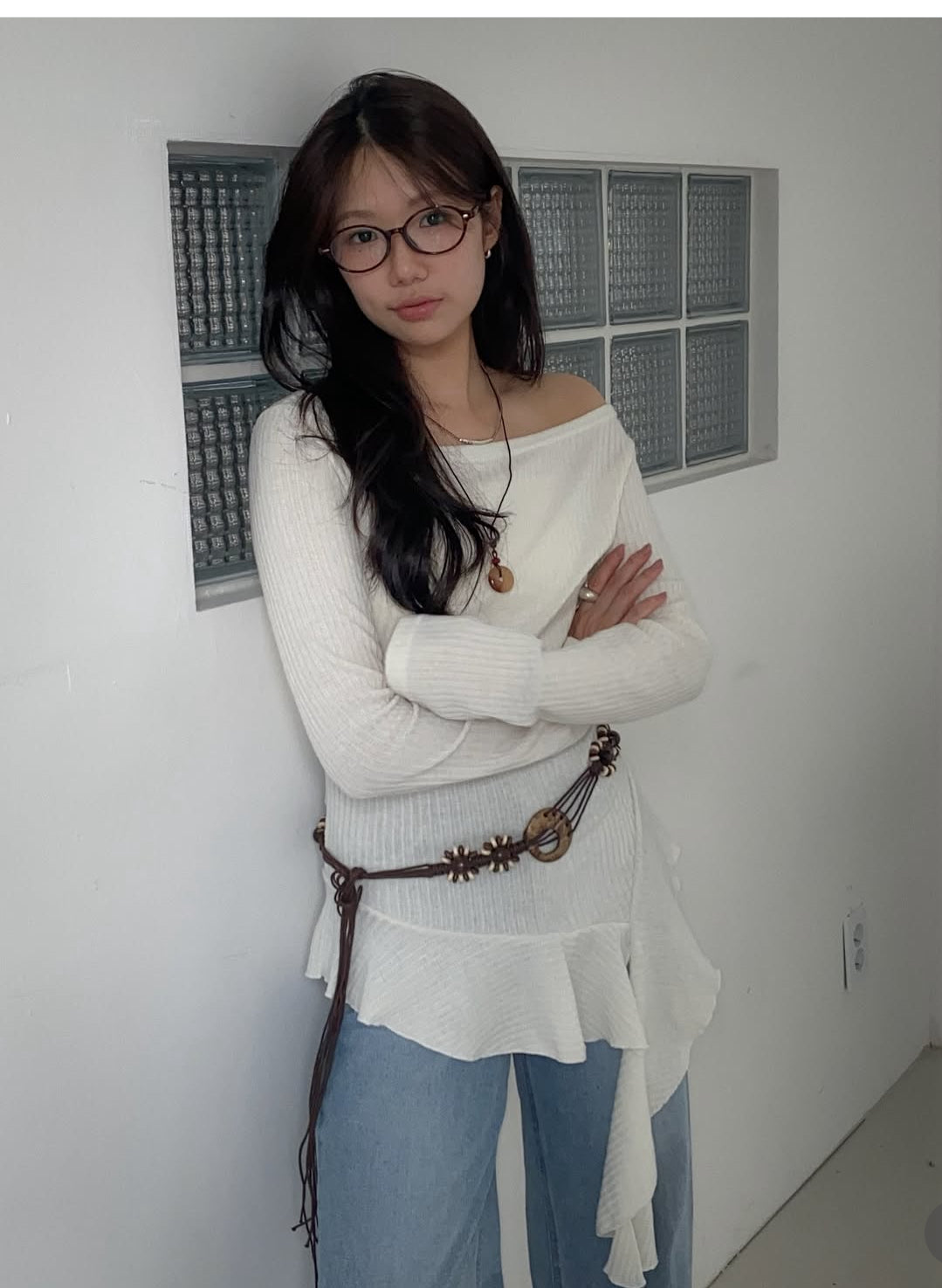 Asymmetrical Knit Layered Top