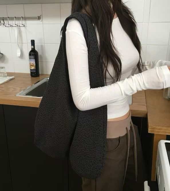 Suede Leopard Tote Bag
