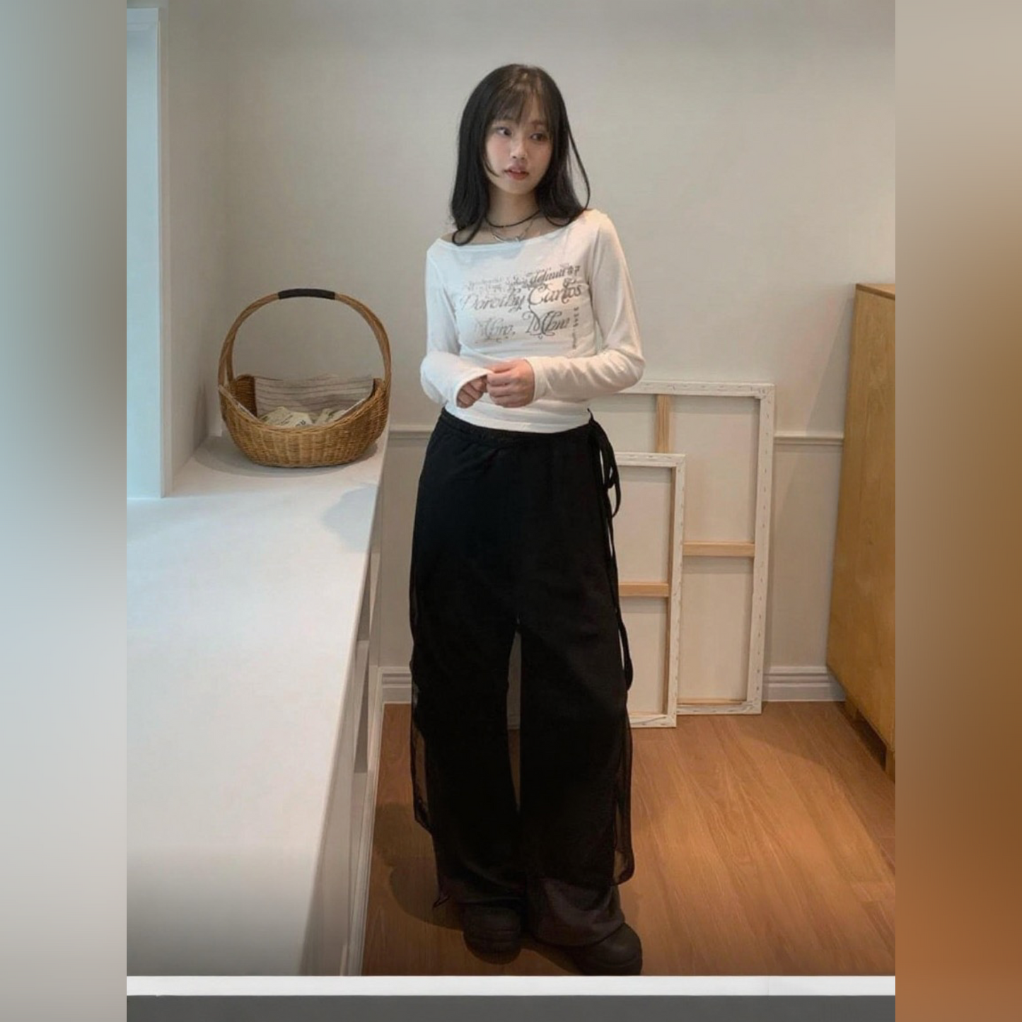 Printed Cold-Shoulder Basic Tee