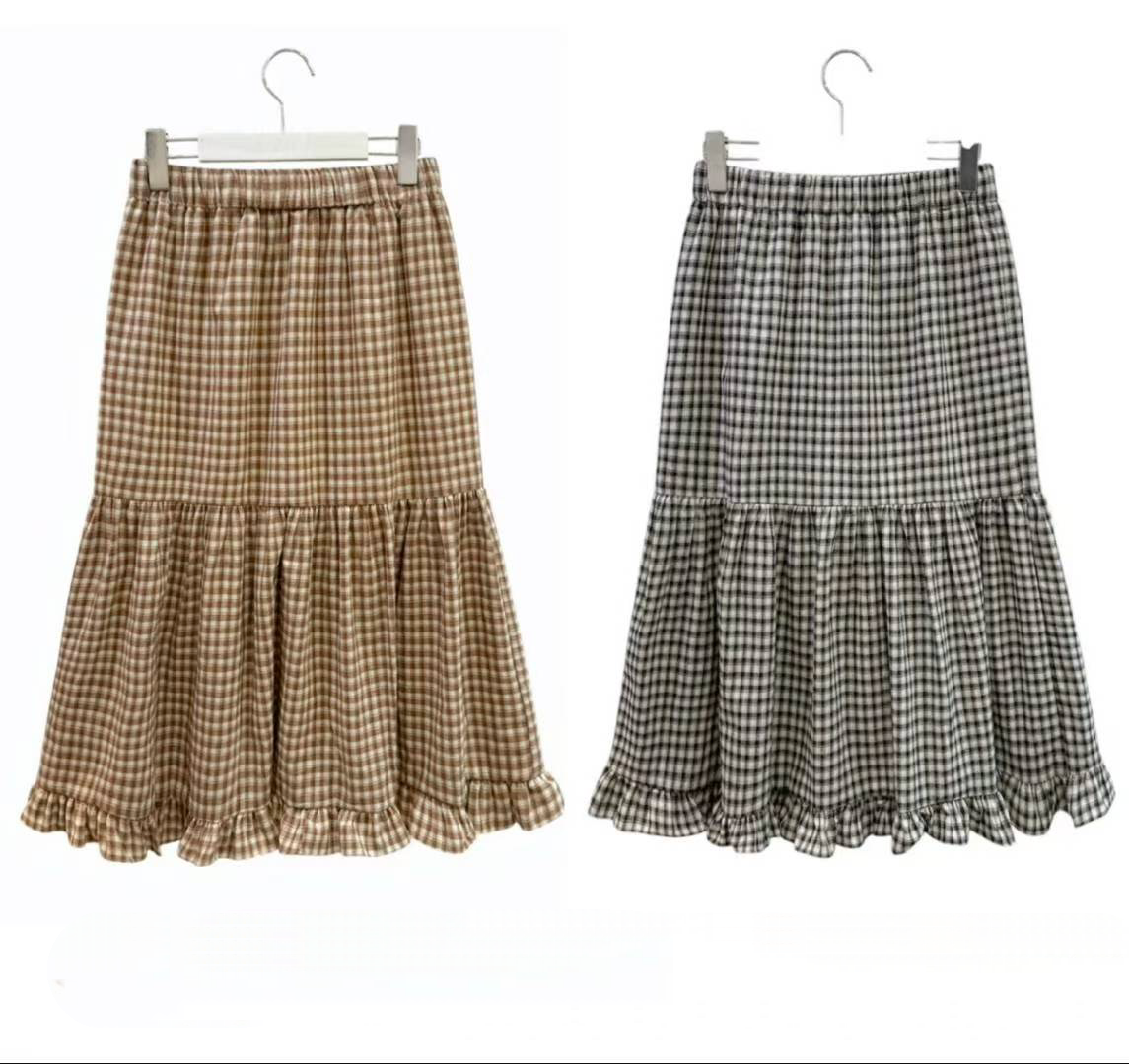 Plaid Ruffled Maxi Skirt