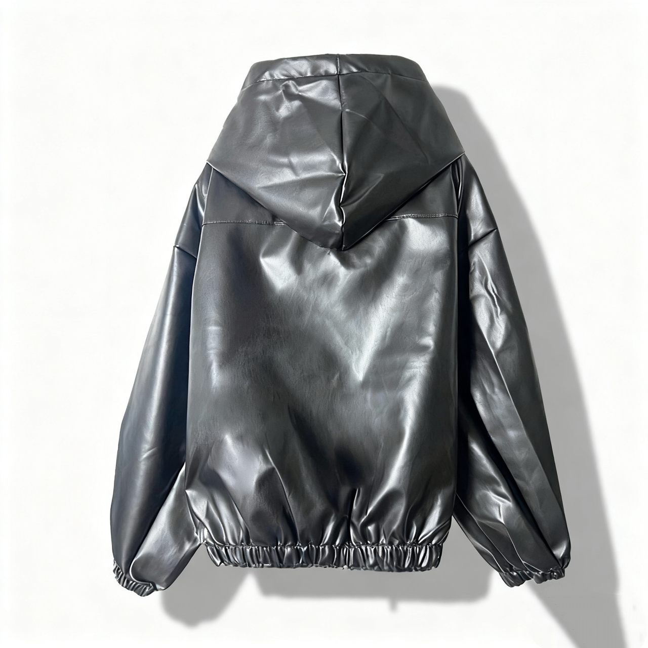 Hooded Zip Leather Jacket