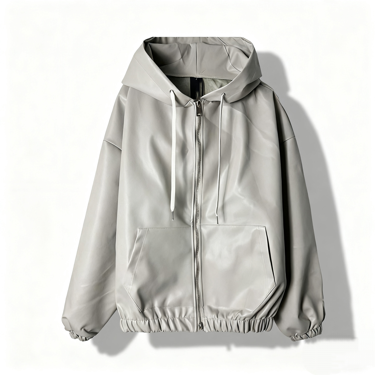Hooded Zip Leather Jacket