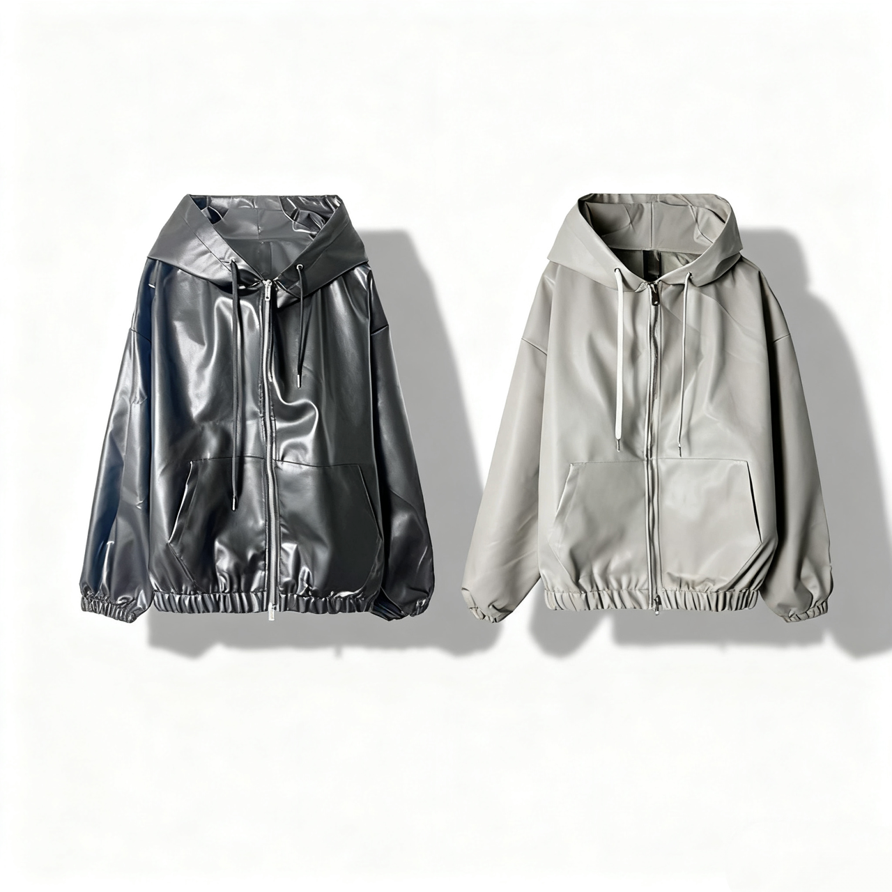 Hooded Zip Leather Jacket