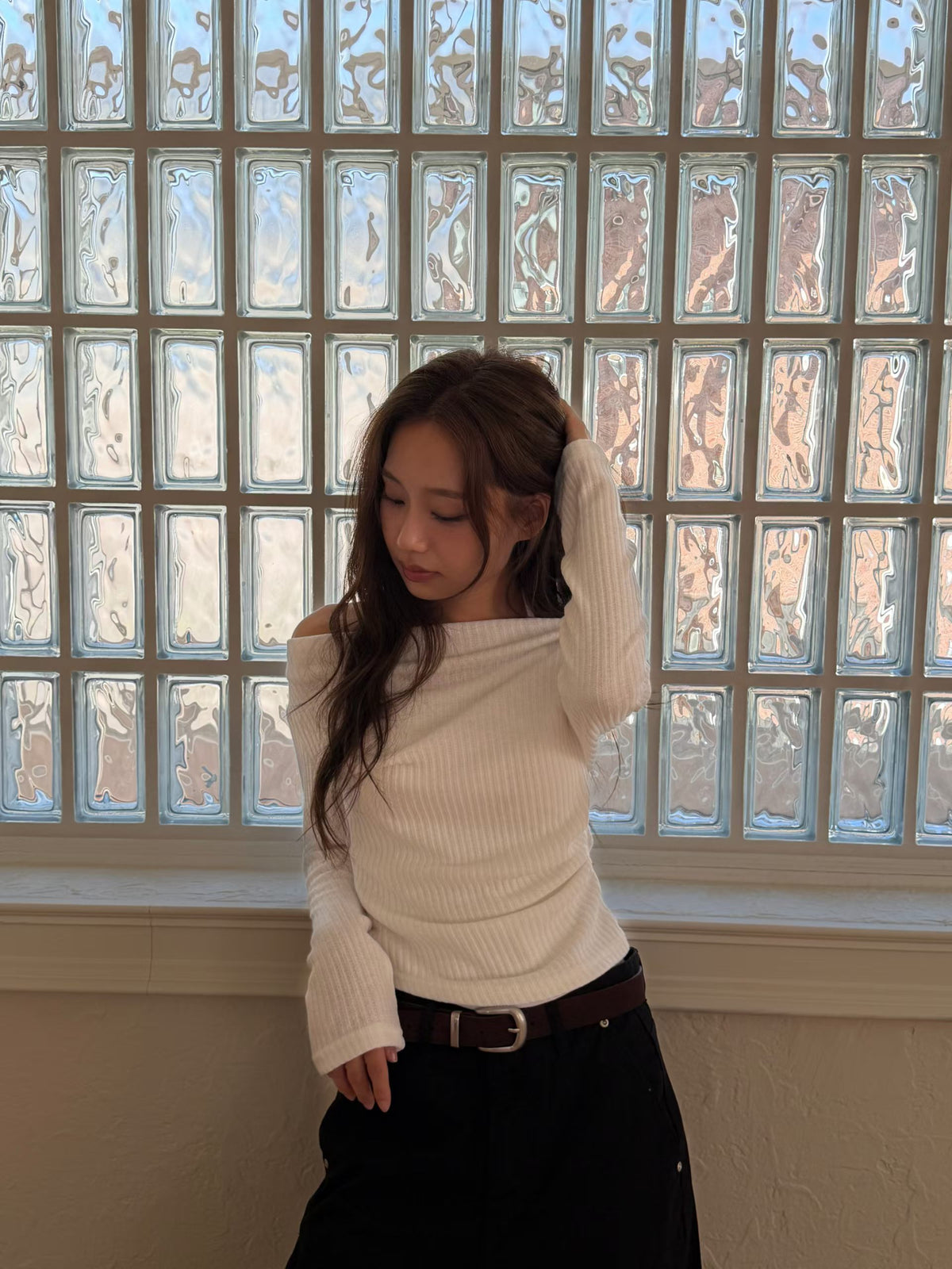 Ribbed Knit Cowl Top