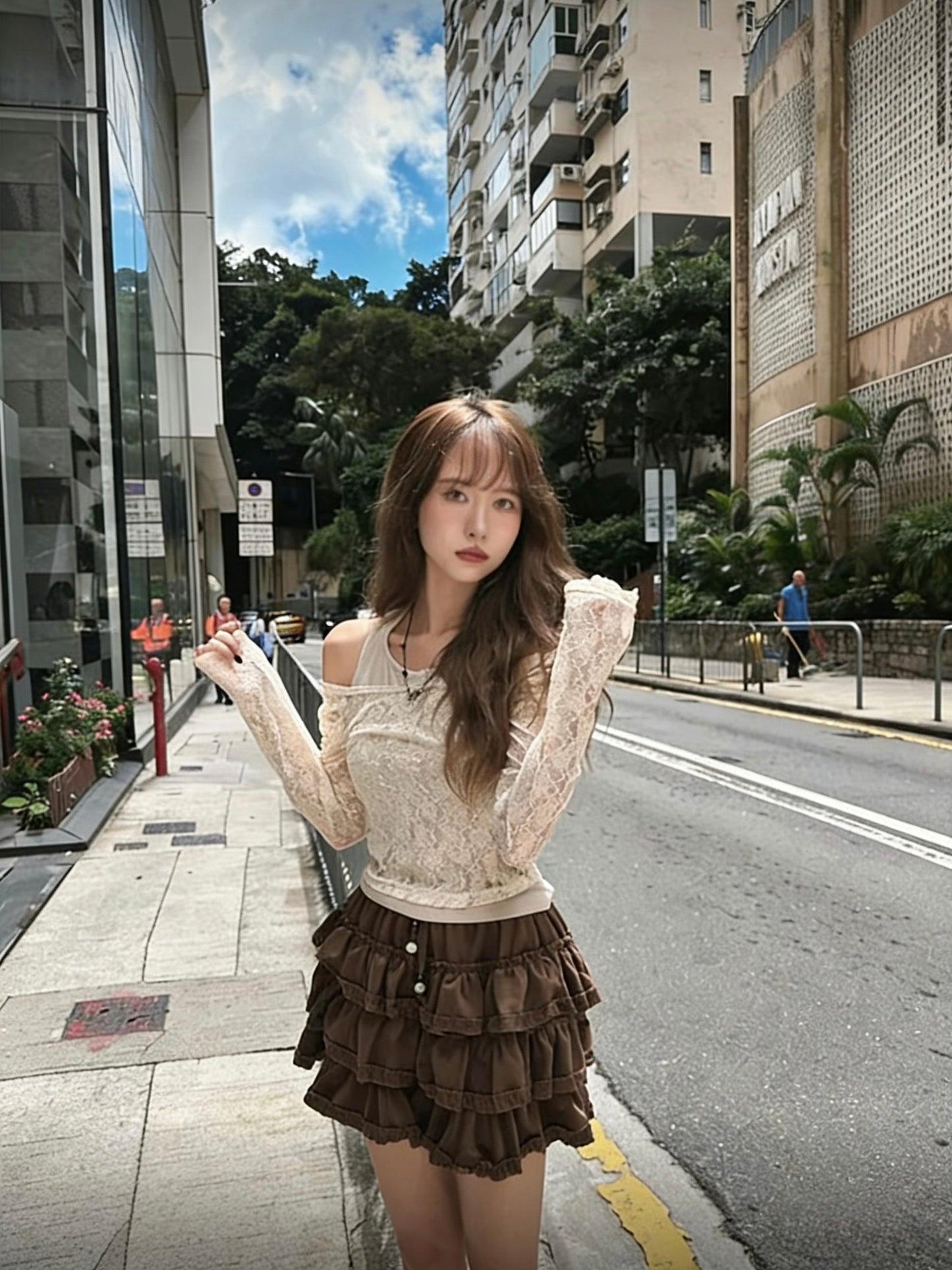 layered floral lace top