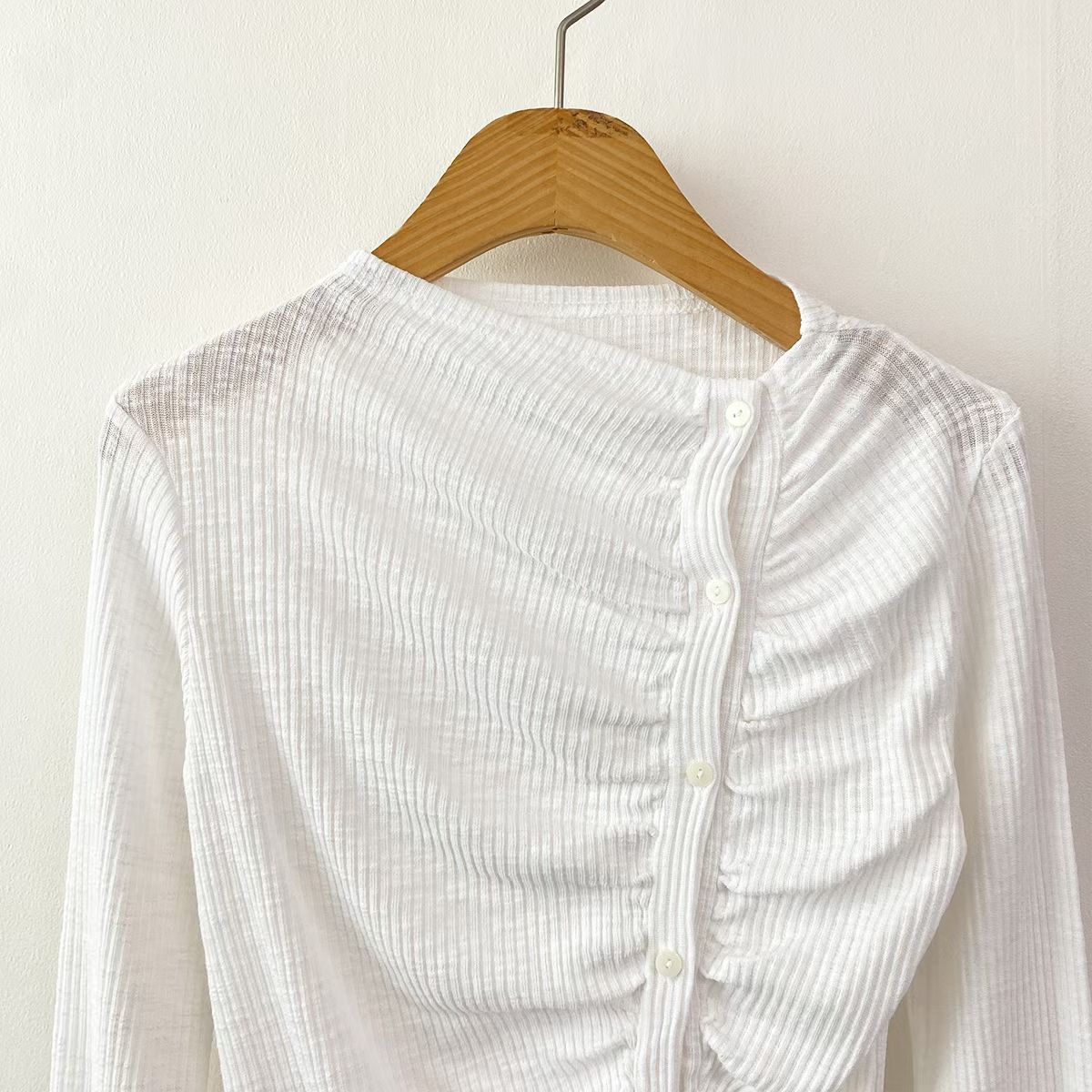 Ruched Tie Front Button Top