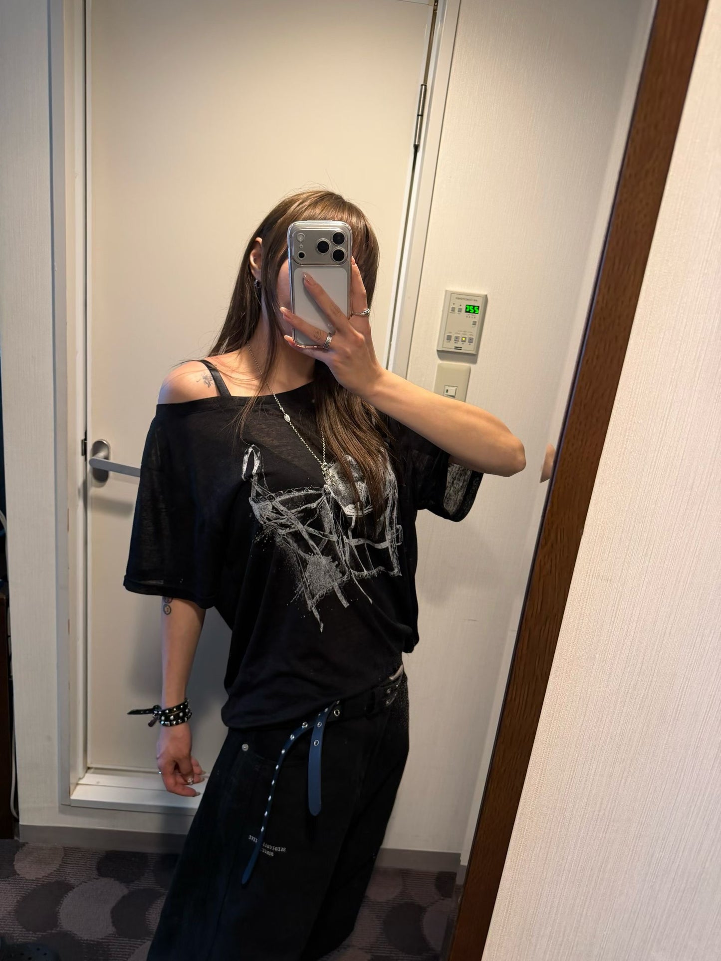 One-Shoulder Sheer Linen Top