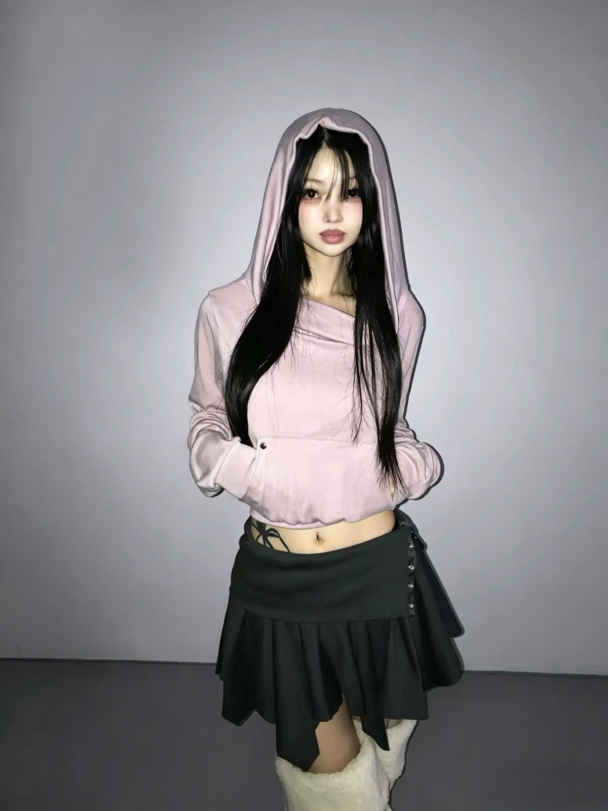 Layered Wrap Button Mini Skirt