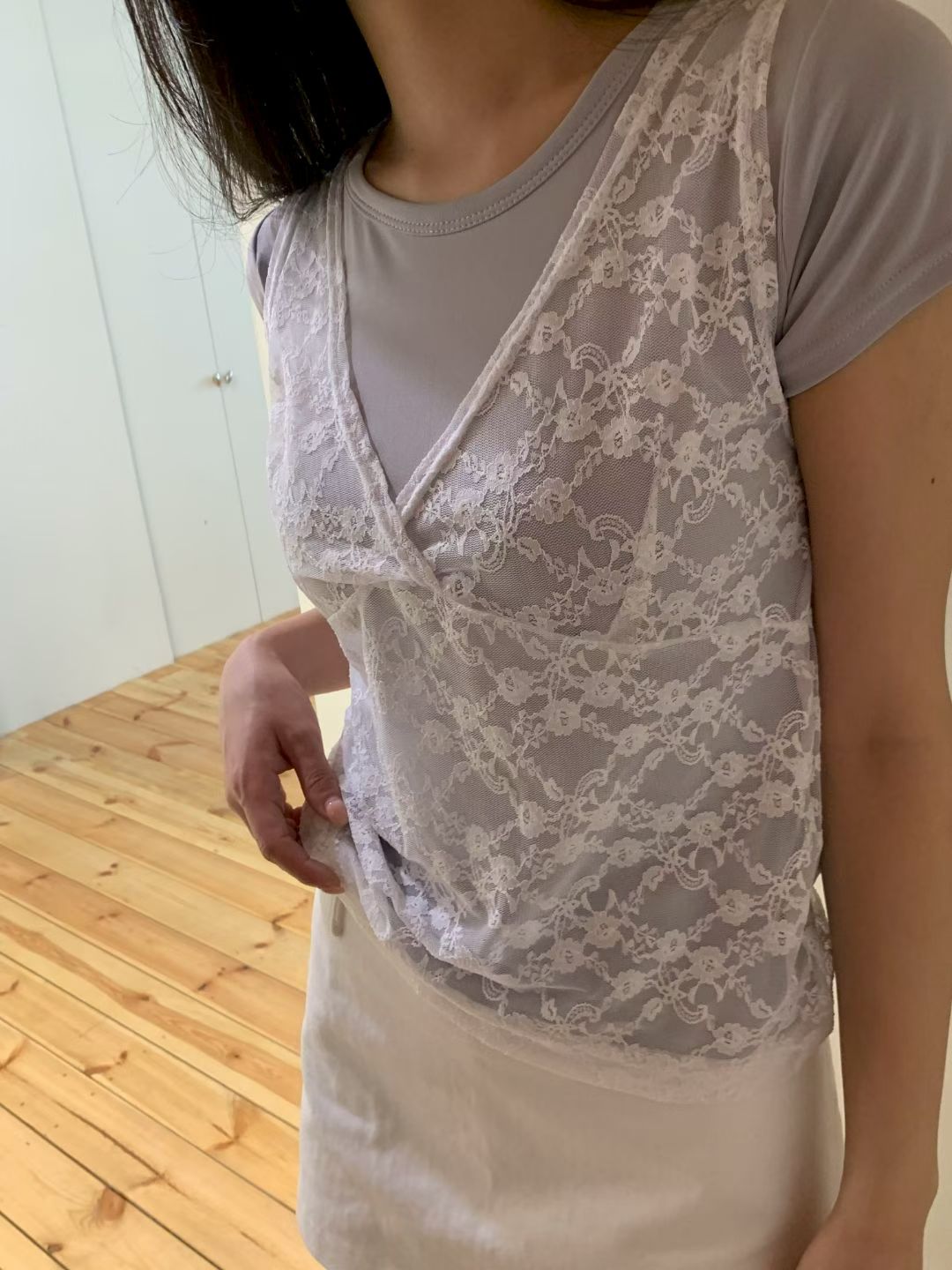 Lace Sleeveless V-Neck Top