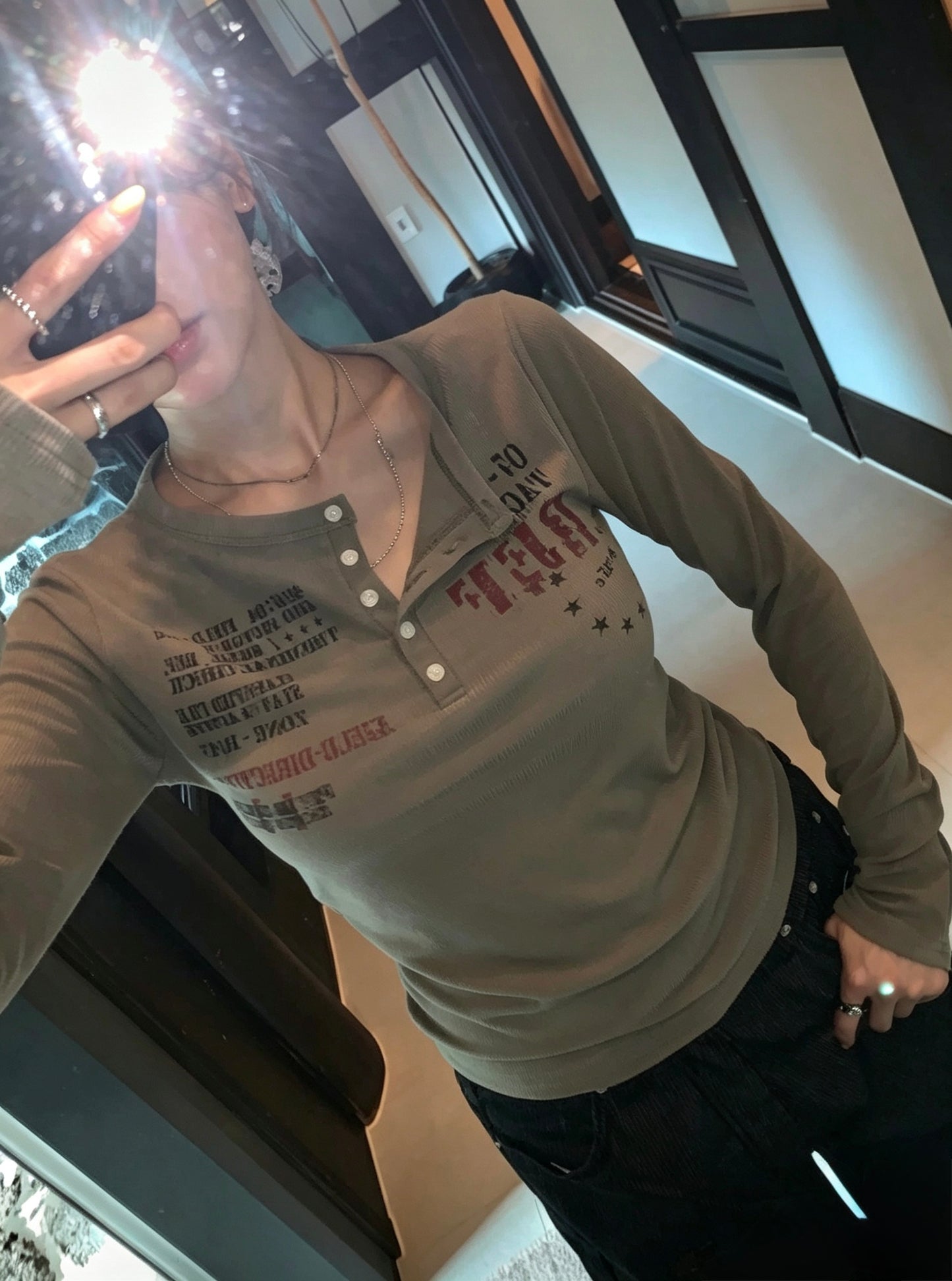 Henley Graphic Top