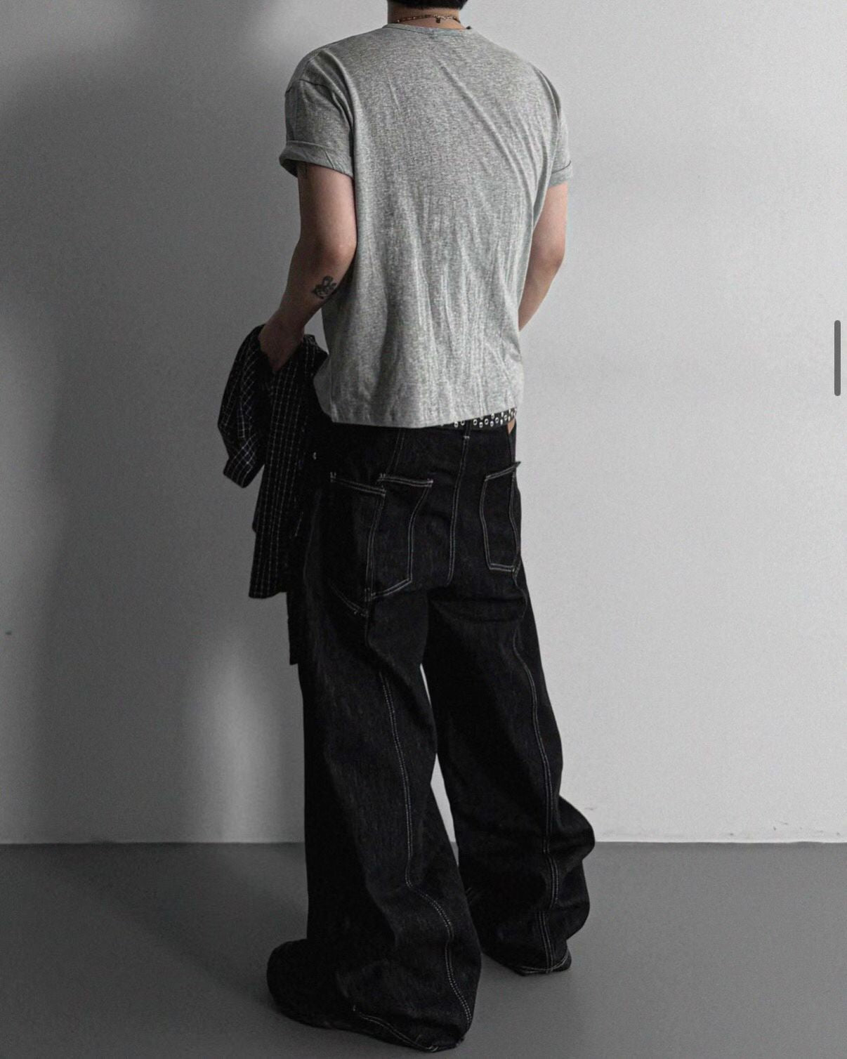 Contrast Stitch Raw Denim Jeans