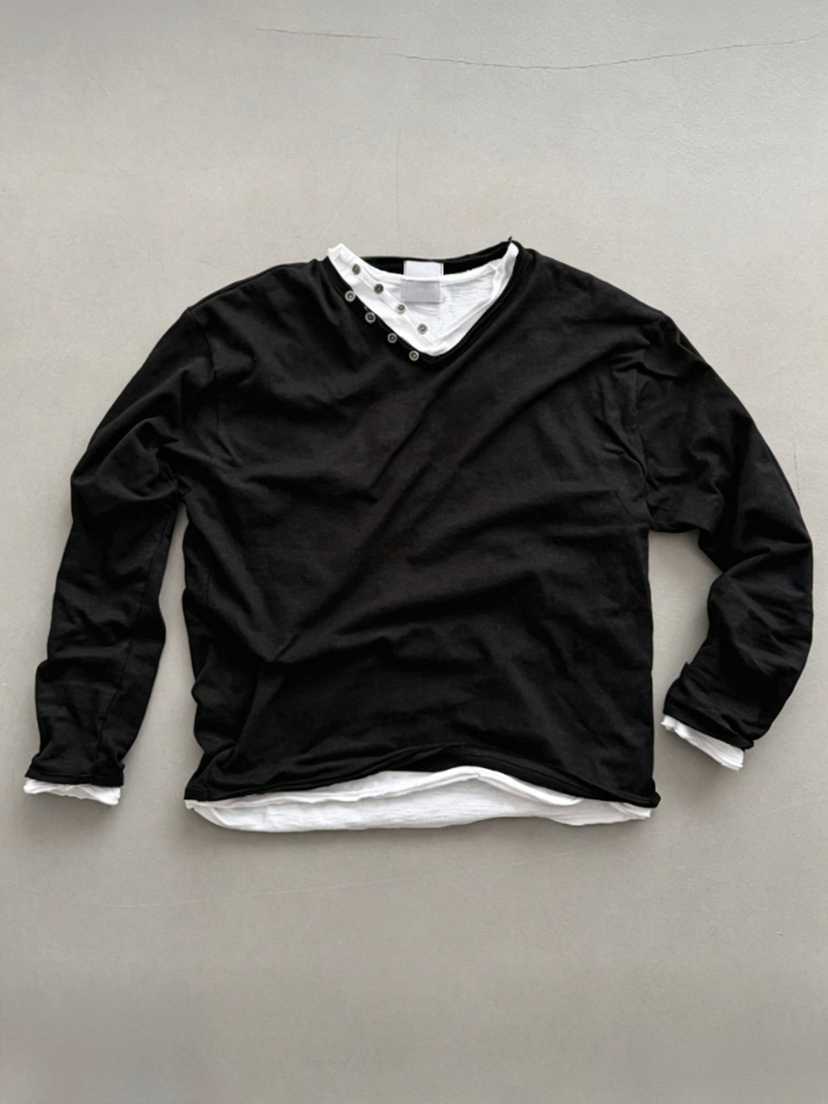 Slant Button Vintage V‑Neck Tee
