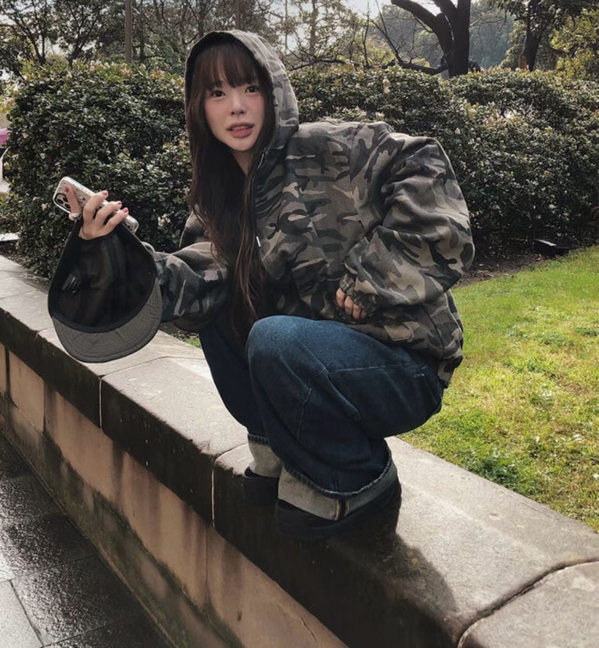 雙面迷彩連帽拉外套