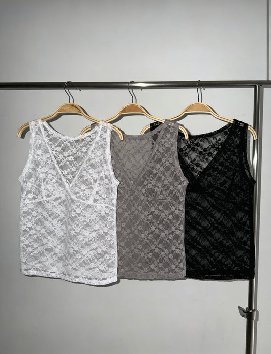 Lace Sleeveless V-Neck Top