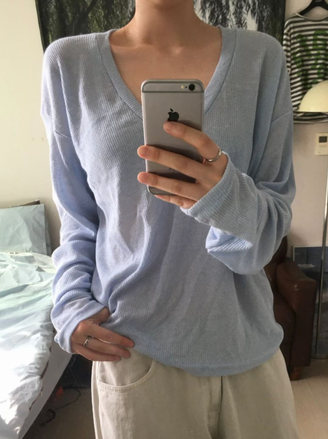 Linen Deep V-Neck Knit