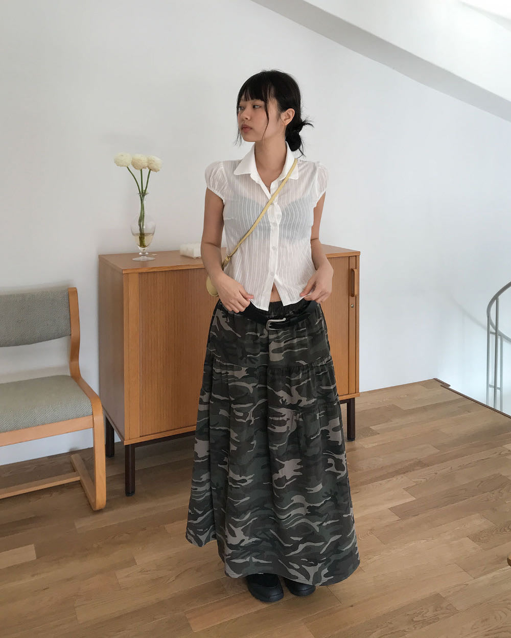迷彩荷葉長裙
