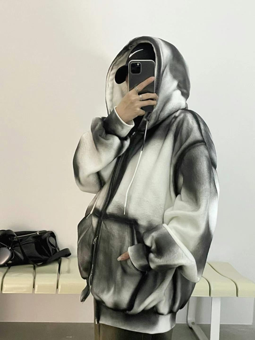 Brushed Fleece Tie-Dye Zip-Up Jacket