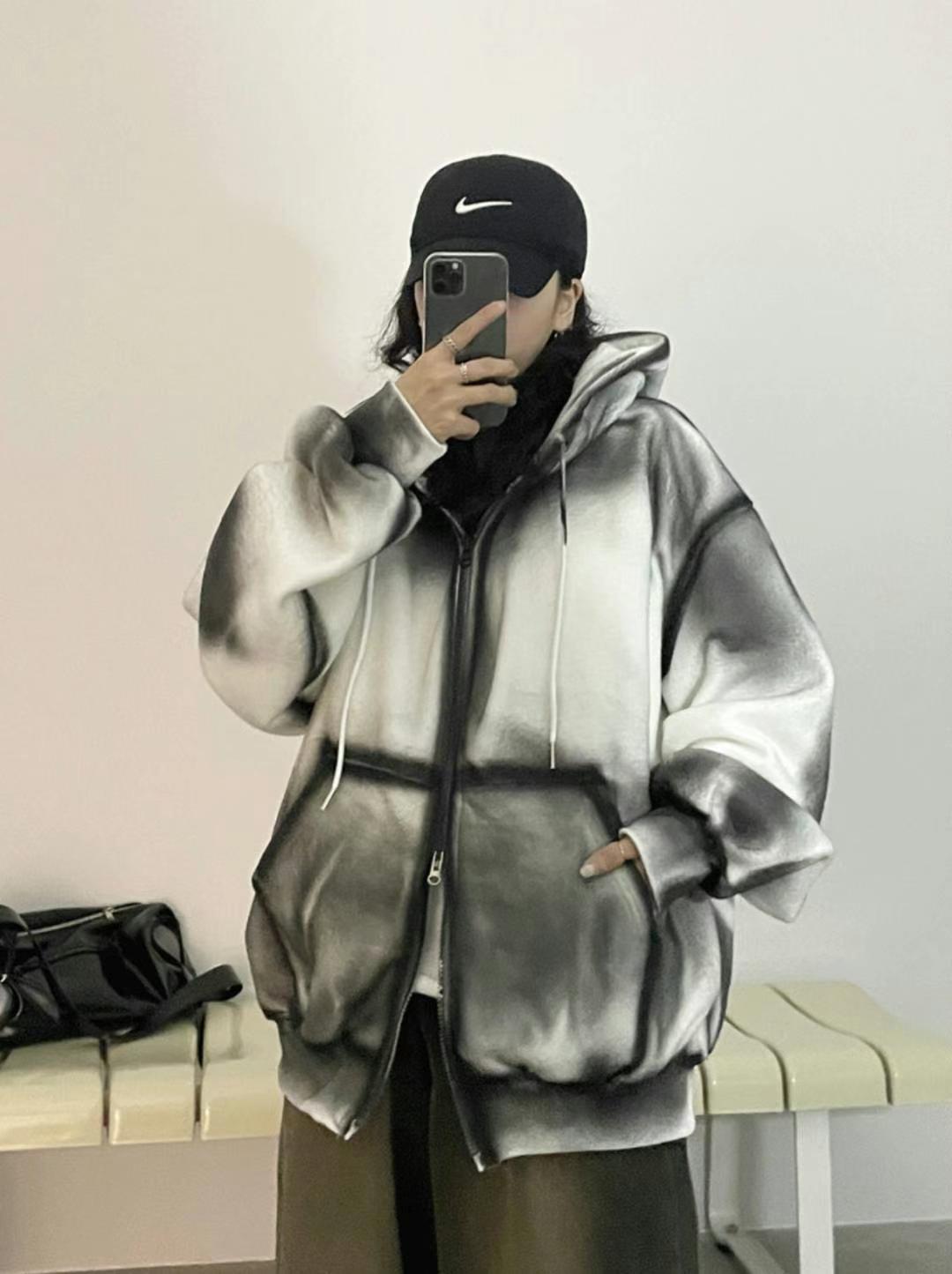 Brushed Fleece Tie-Dye Zip-Up Jacket