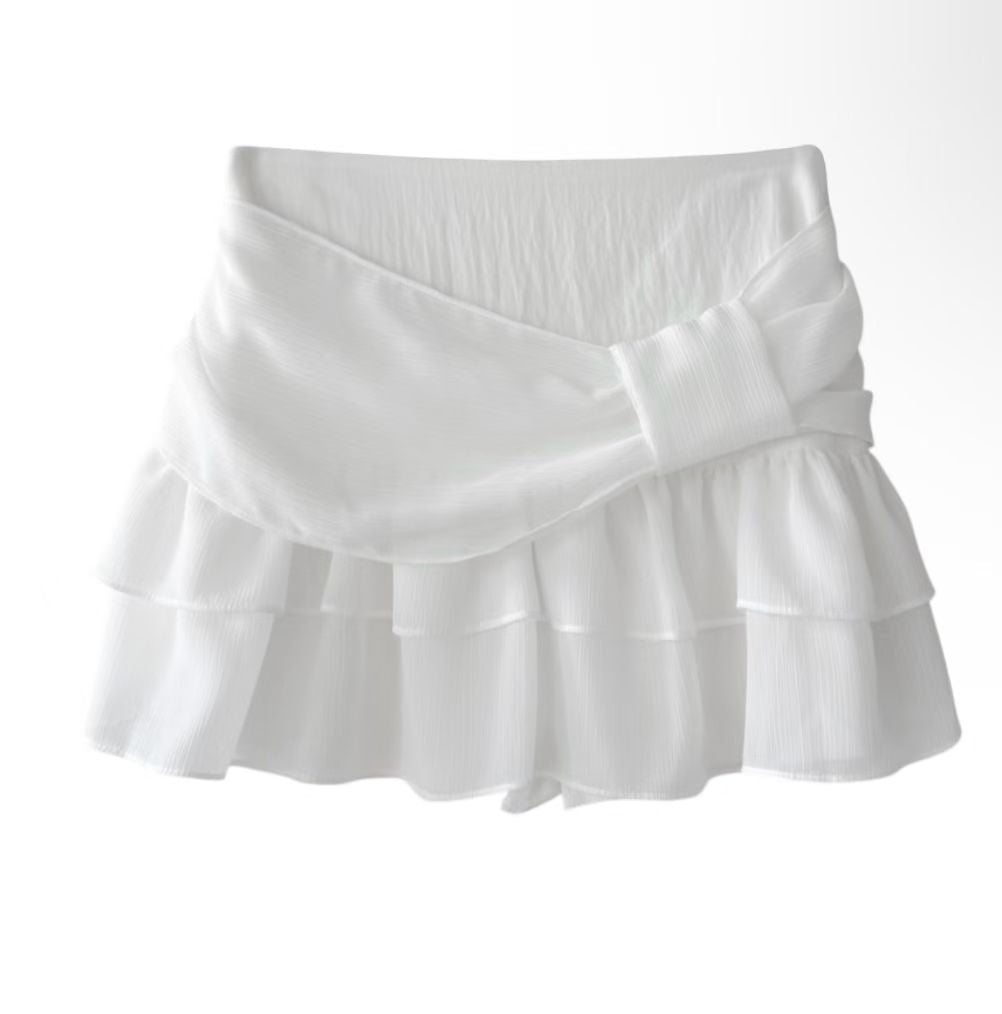26SS Bow Waist Tiered Skirt