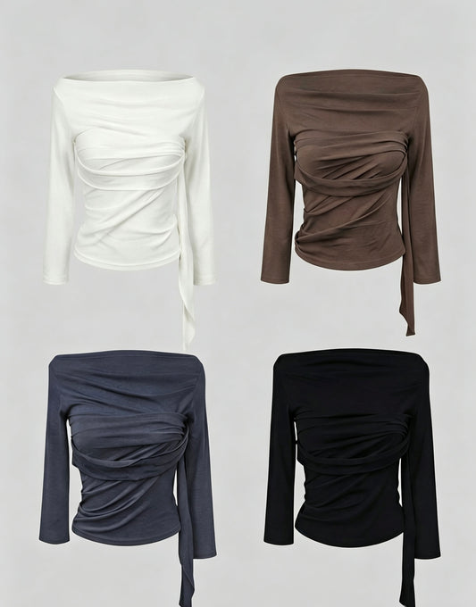 Off-Shoulder Draped  Sleeve Top