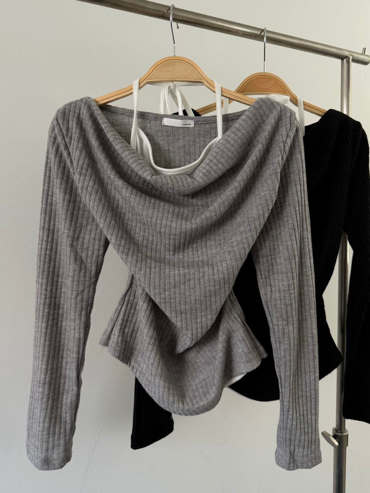 Ribbed Knit Cowl Top