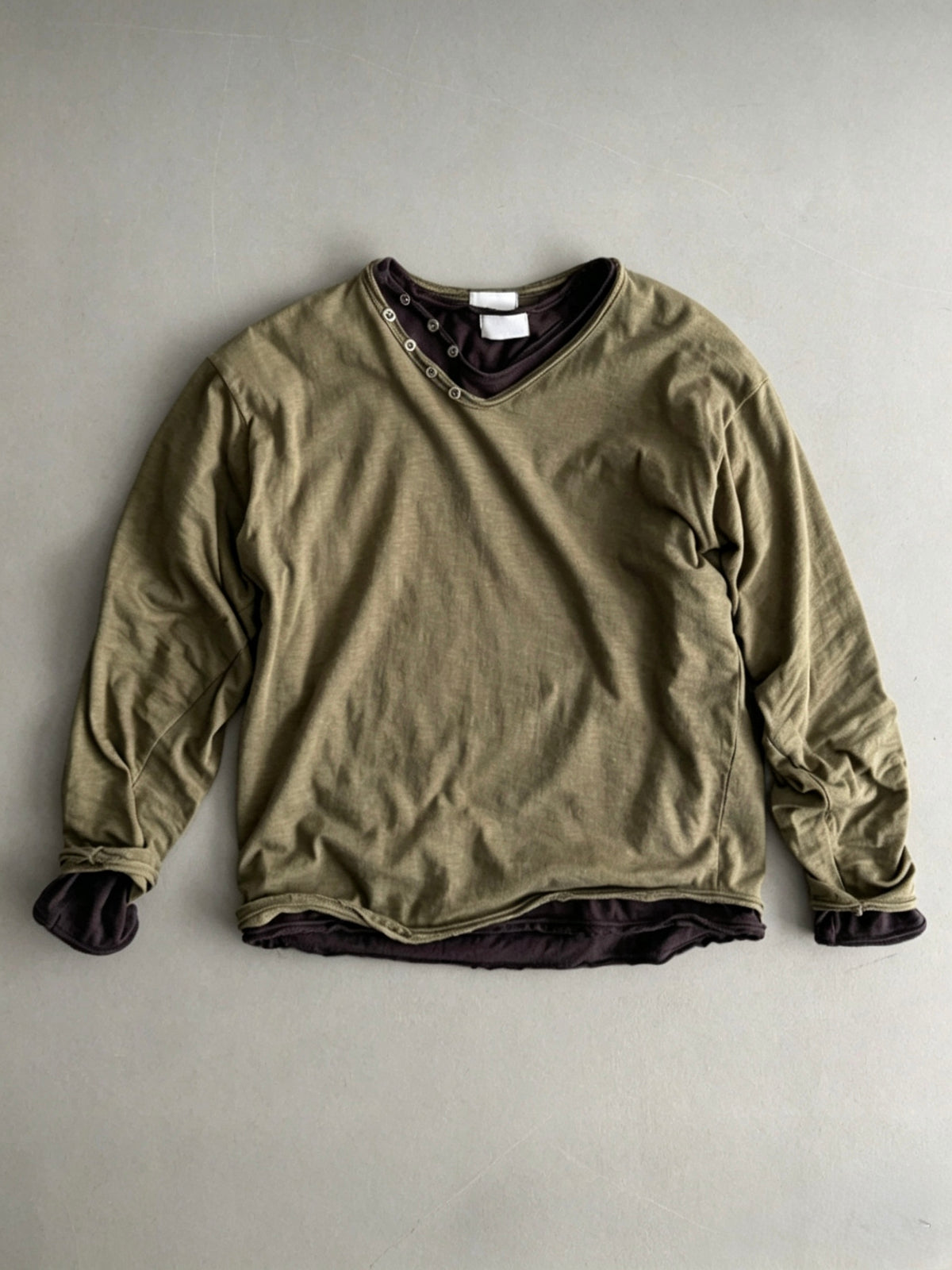 Slant Button Vintage V‑Neck Tee