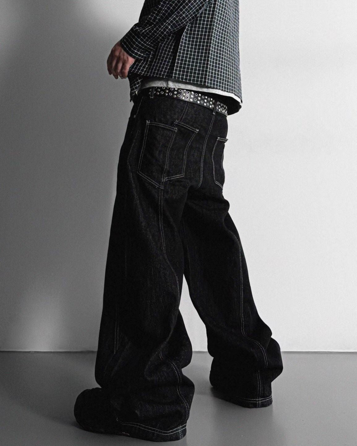 Contrast Stitch Raw Denim Jeans