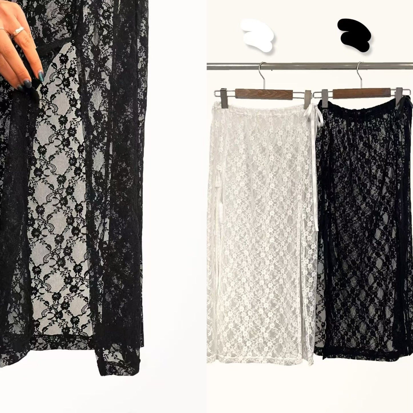 Slit lace skirt