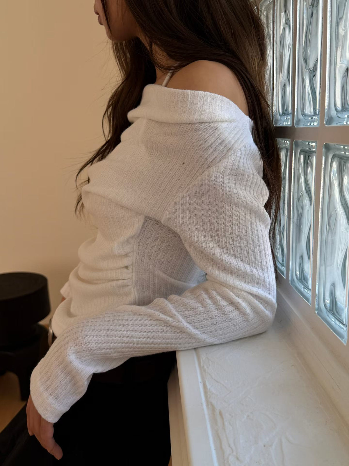 Ribbed Knit Cowl Top