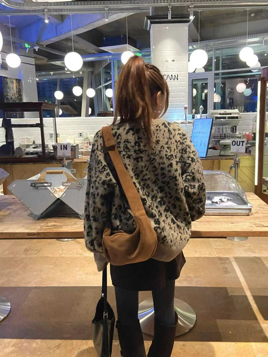 Leopard print knit sweater