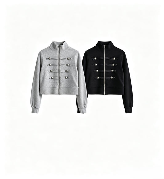 26FW Button-Detail Zip Jacket