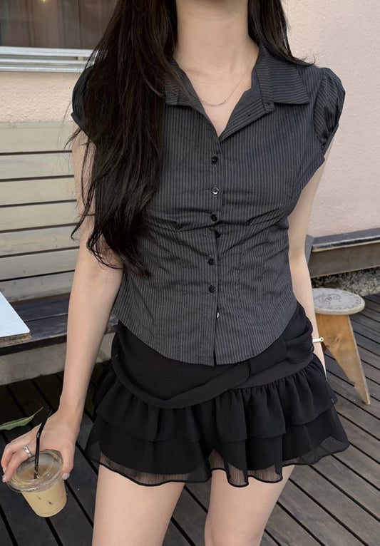 Ruched Puff Sleeve Blouse