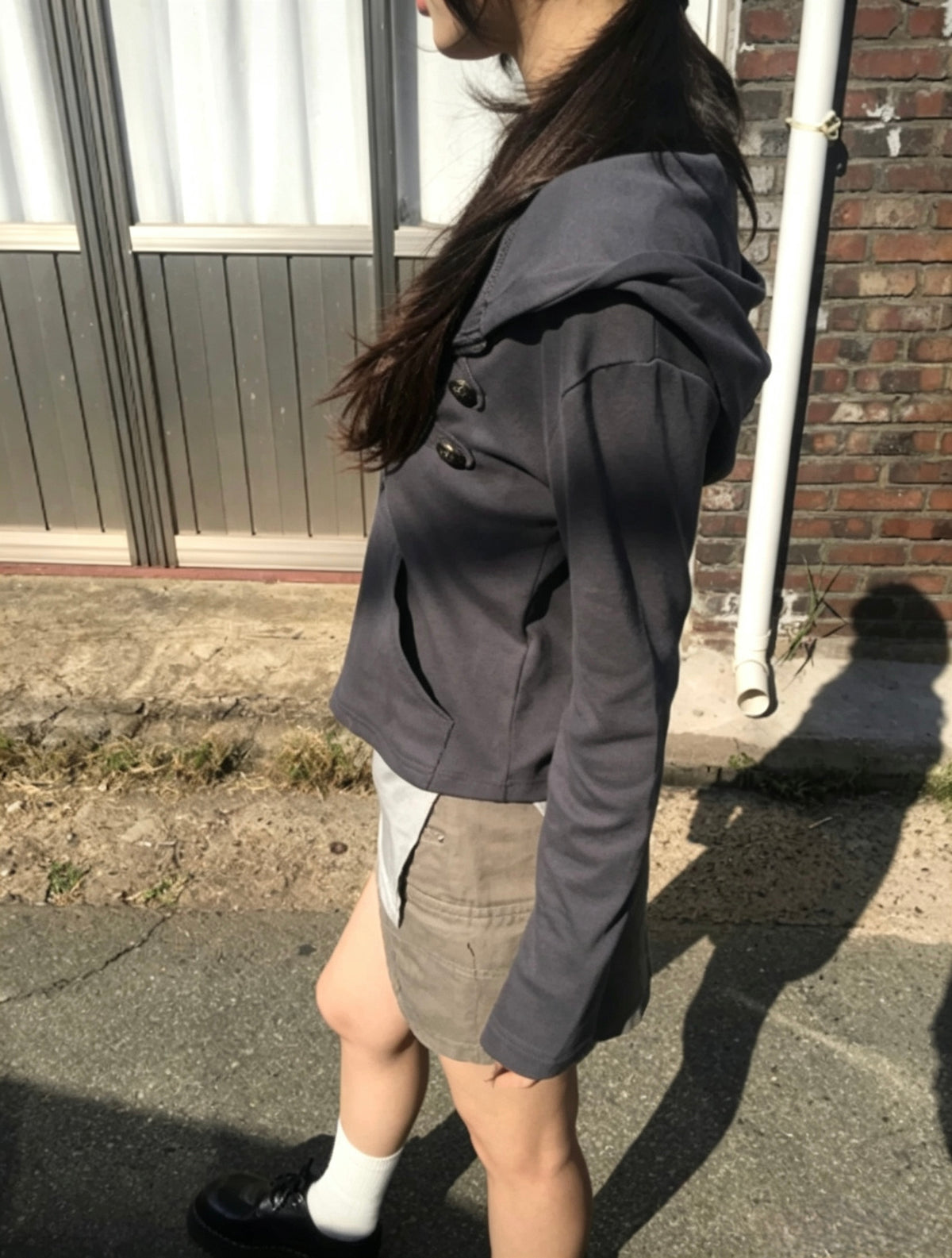 Double-Breasted Hooded Jacket