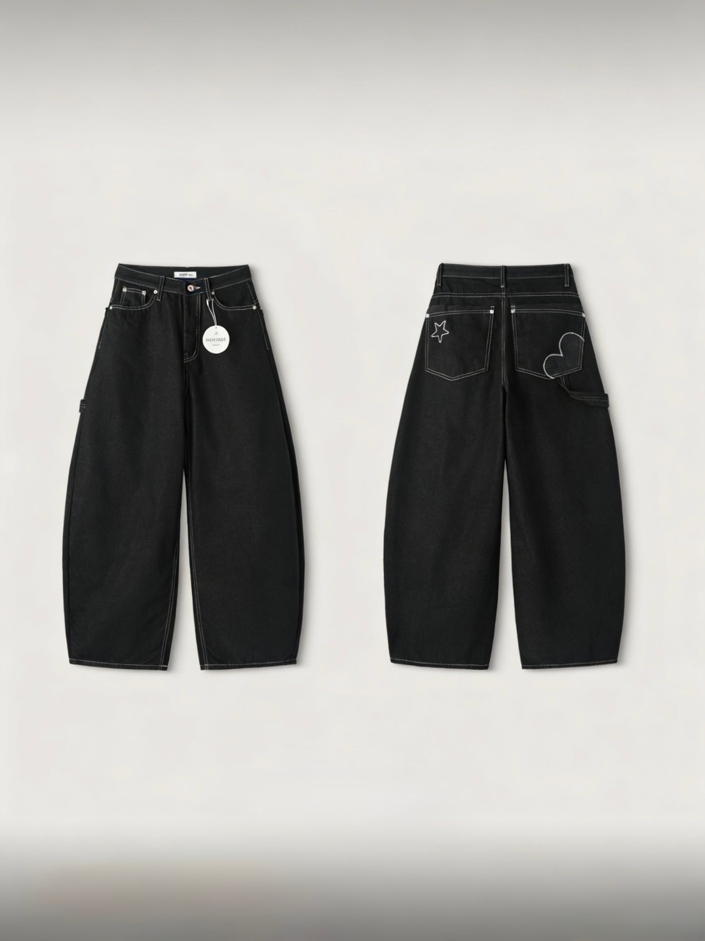 Heart Pocket Curved Jeans