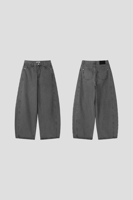 Grey Vintage Indian Button Jeans