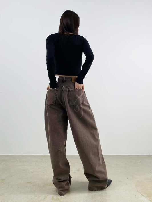 Alphabet Print Balloon Fit Jeans