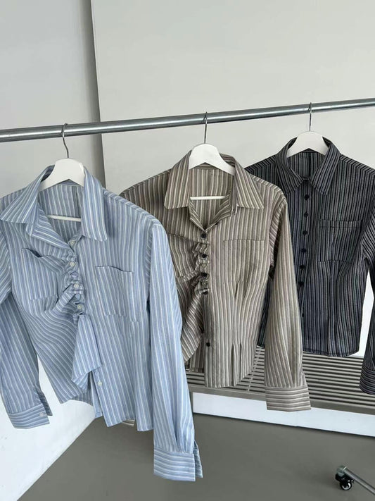 Striped Pleated Shirt
