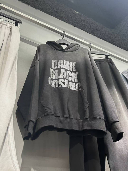 Dark Color Letter Print Hoodie