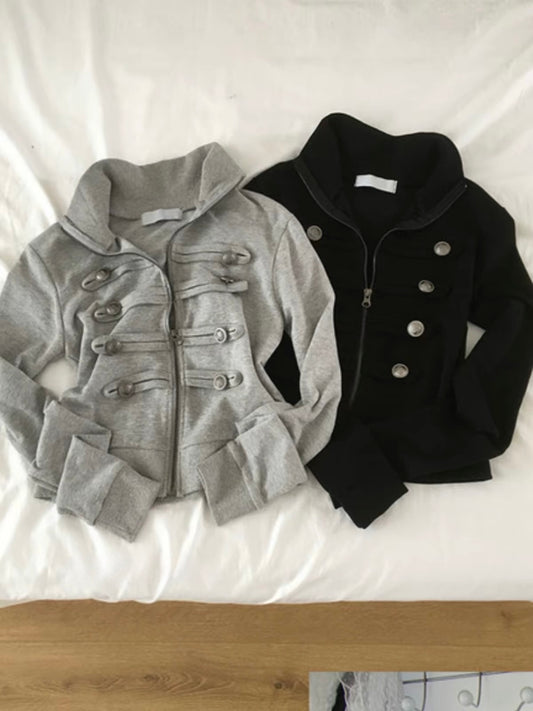 26FW Button-Detail Zip Jacket