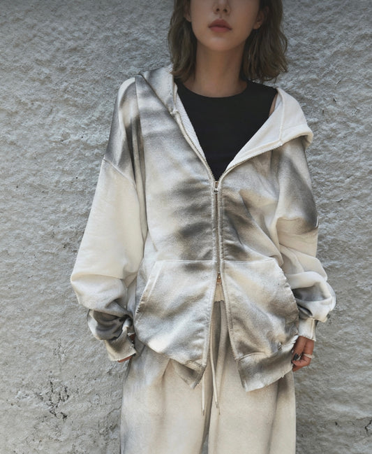 Ombre Effect Zip-Up Hoodie