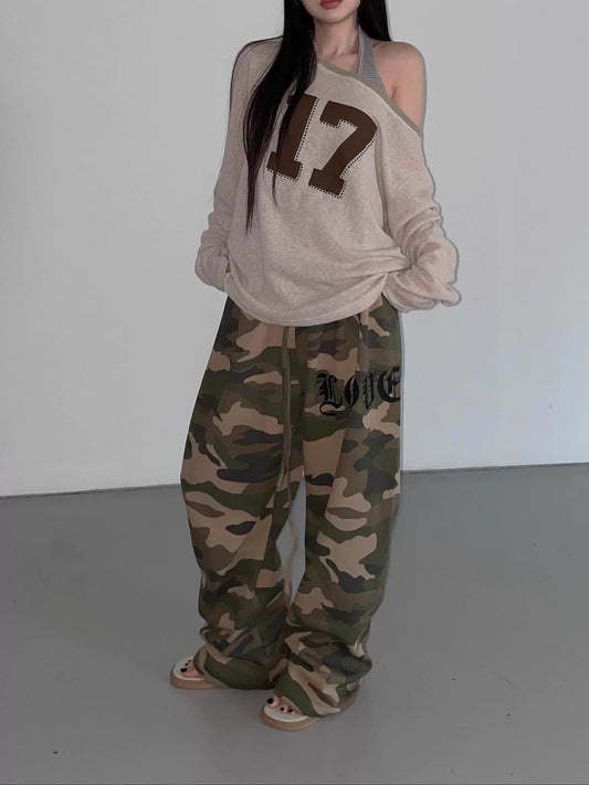 Camouflage Print Relaxed Fit Pants