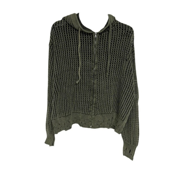 網眼針織連帽拉鍊外套(unisex)