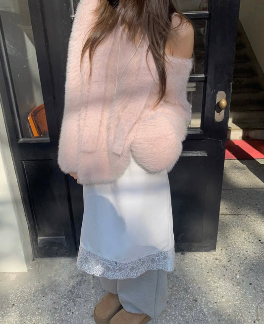 Wool V-Neck Knit Set